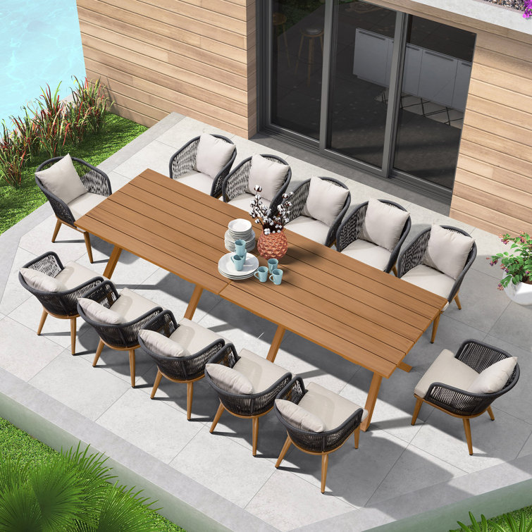 Brockbank 12 - Person Rectangular Outdoor Dining Set with Cushions